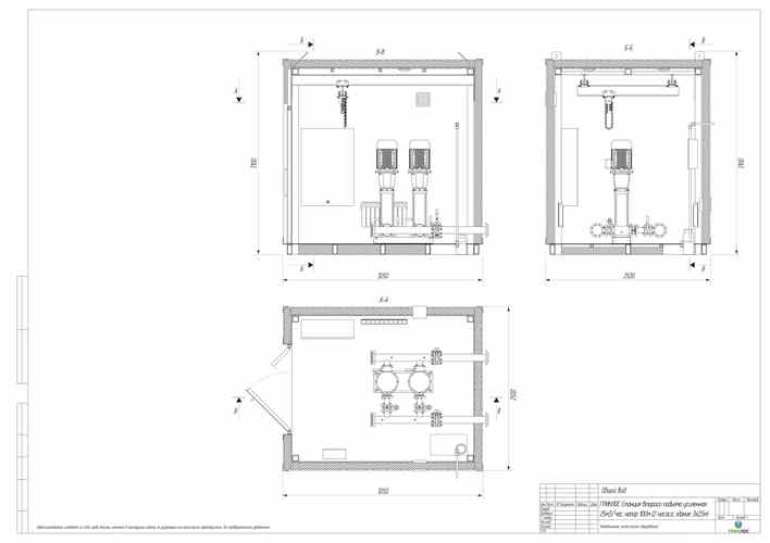 План размещения оборудования станции второго подъема ГРИНЛОС 25 м3/ч