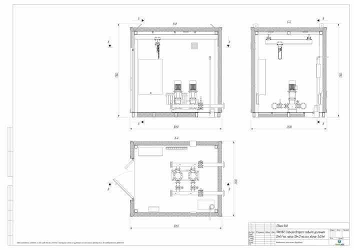 Чертеж блочно-модульной станции ГРИНЛОС 25 м3/ч напор 30 м
