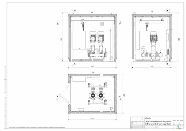 Конструкторский чертеж станции ГРИНЛОС в контейнере 3x2,5 м
