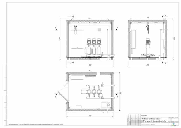 Эскиз модульной станции второго подъема ГРИНЛОС 25 м3/ч 3x2,5 м